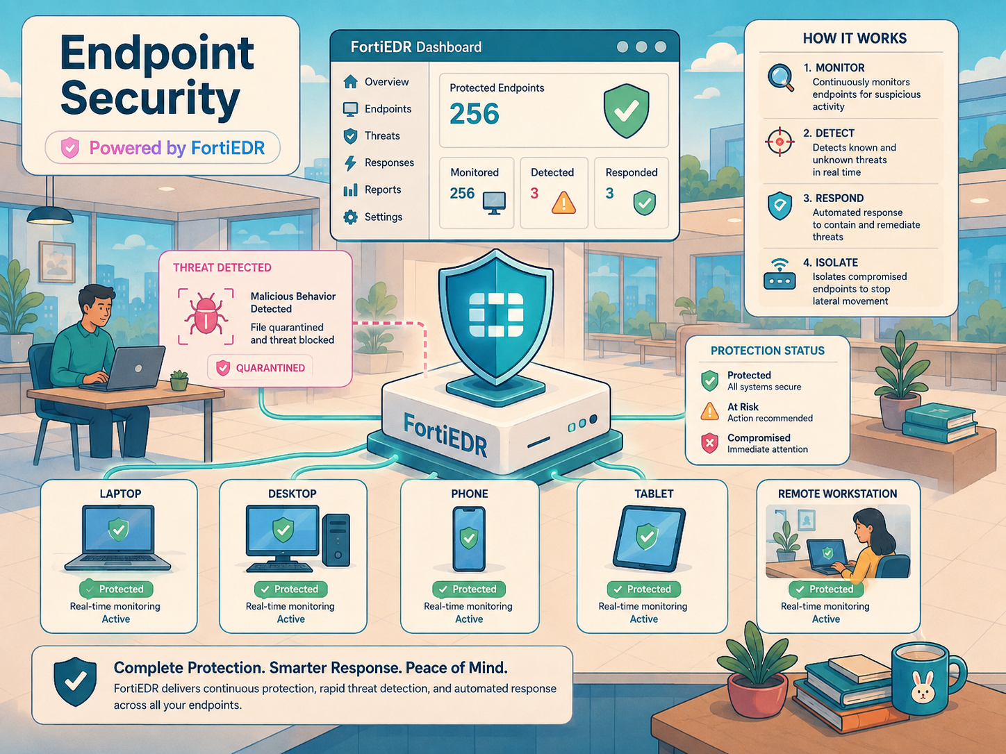 FortiEDR endpoint detection and response dashboard