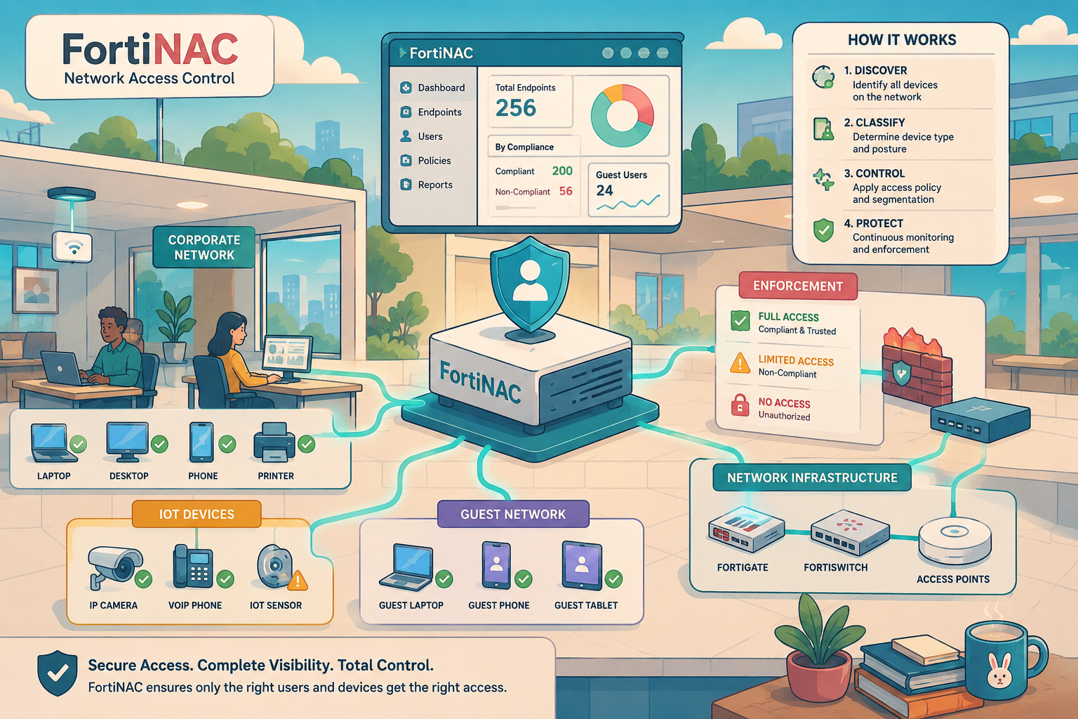 FortiNAC network access control dashboard